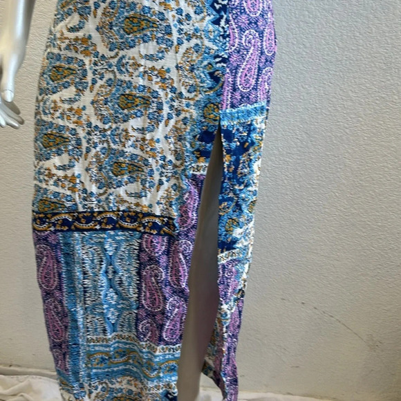 NWT Zara Blue Printed Midi Dress with Knot - Picture 8 of 13